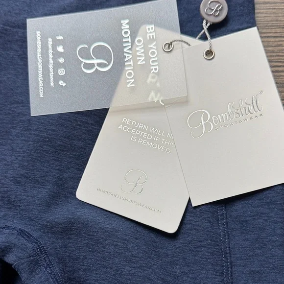 Bombshell Sportswear Define Pocket Navy Blue Leggings - Picture 2 of 5